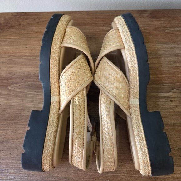 Vince Helena Raffia Lug-Sole Sandal Size 5 - Picture 5 of 9